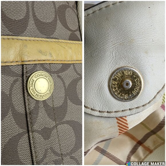 Vintage Coach Heritage Stripe Tattersall Signature Brown/Beige Handbag - Picture 12 of 16